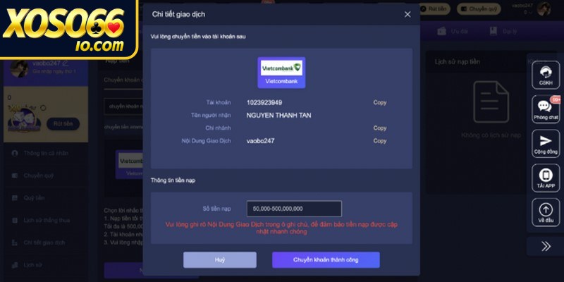 Rút tiền XOSO66 an toàn qua ngân hàng xử lý nhanh và mức độ an toàn cao